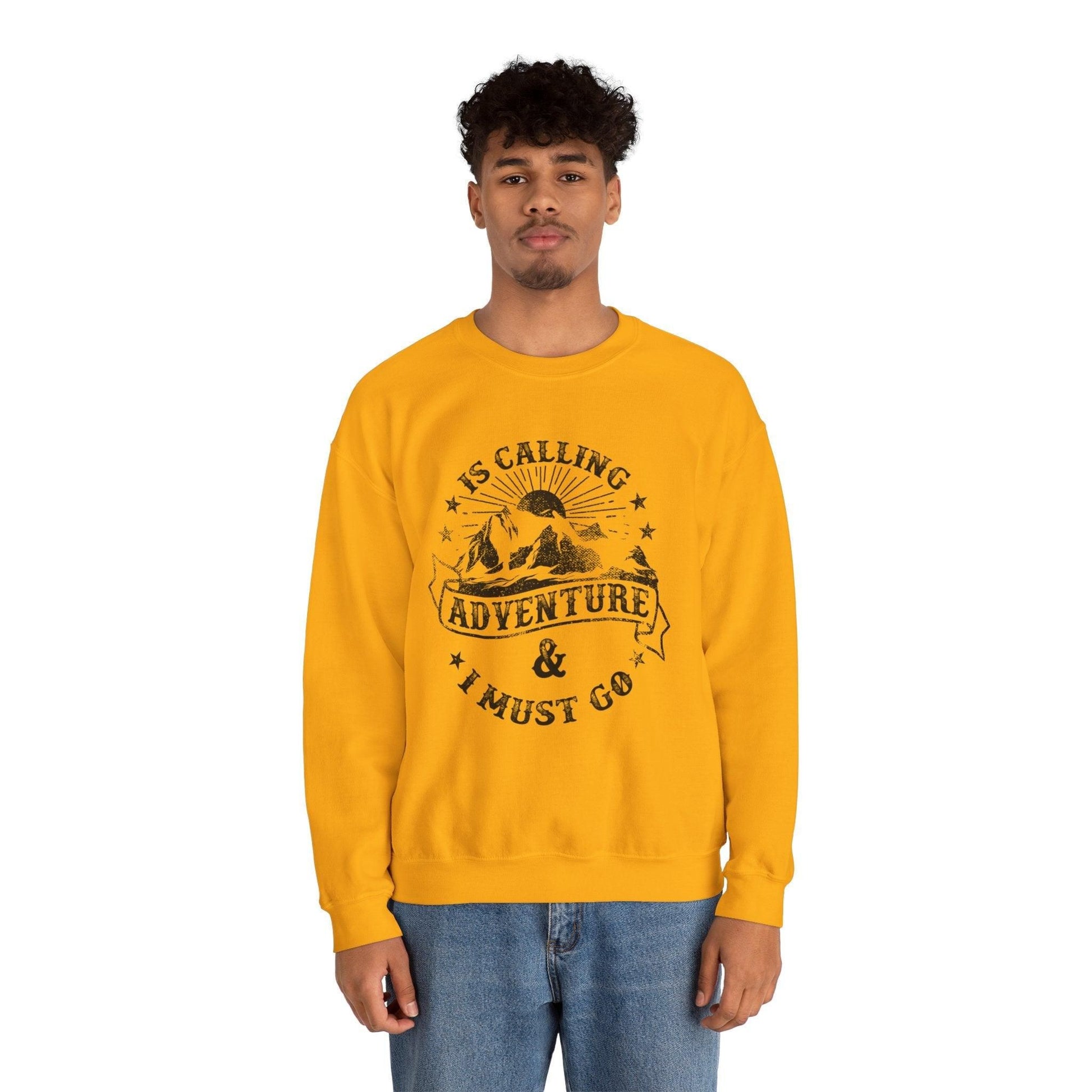 Adventure is calling Crewneck Sweatshirt Sweatshirt S Gold 