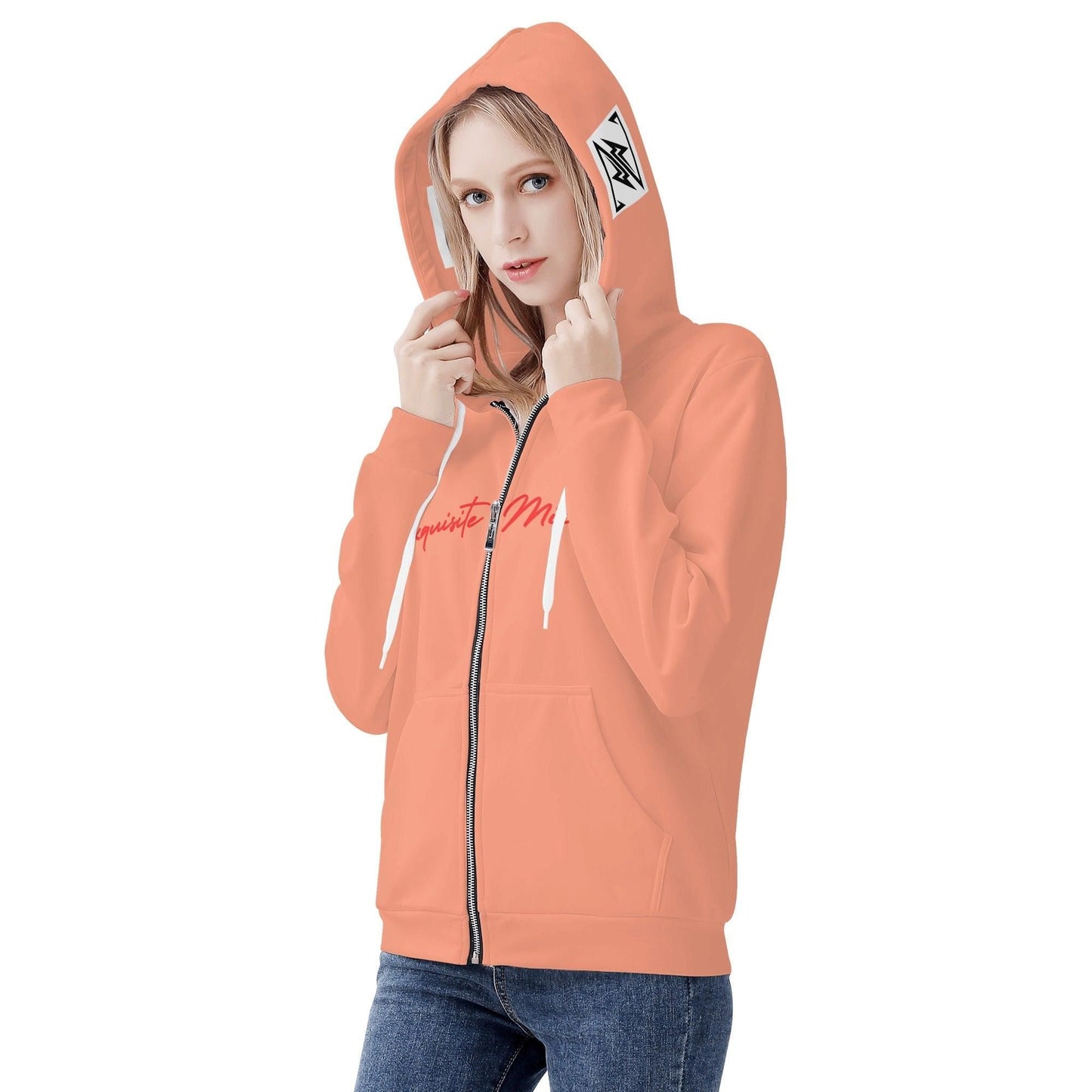 Exquisite Millinery Love Peach Zip Up Hoodie Peach - NX Vogue New York | Luxury Redefined