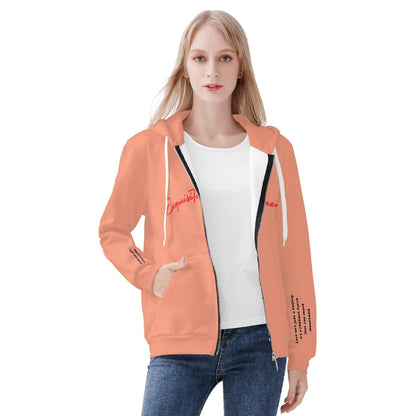 Exquisite Millinery Love Peach Zip Up Hoodie Peach - NX Vogue New York | Luxury Redefined